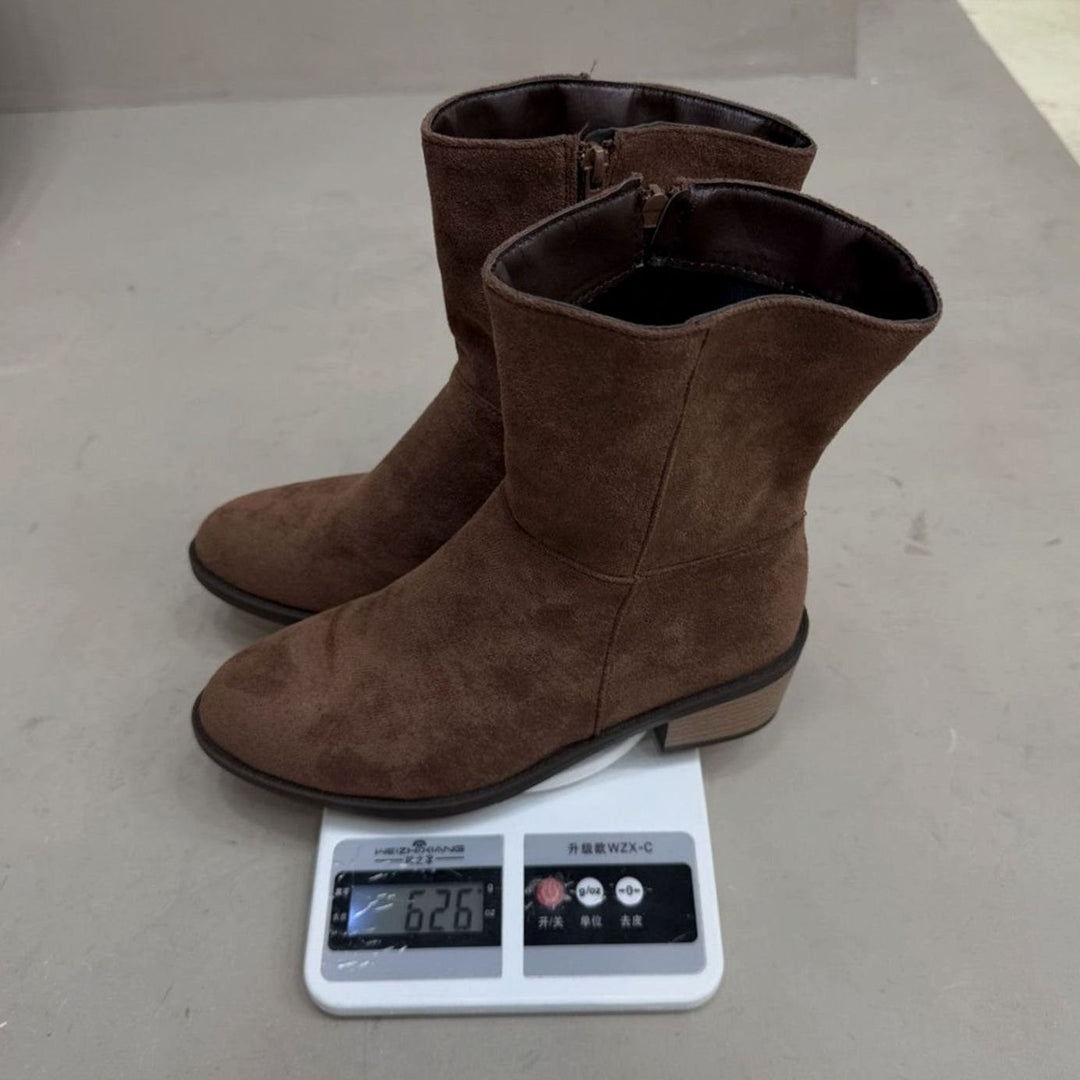 Women's Suede Block-Heel Side-Zip Ankle Boots
