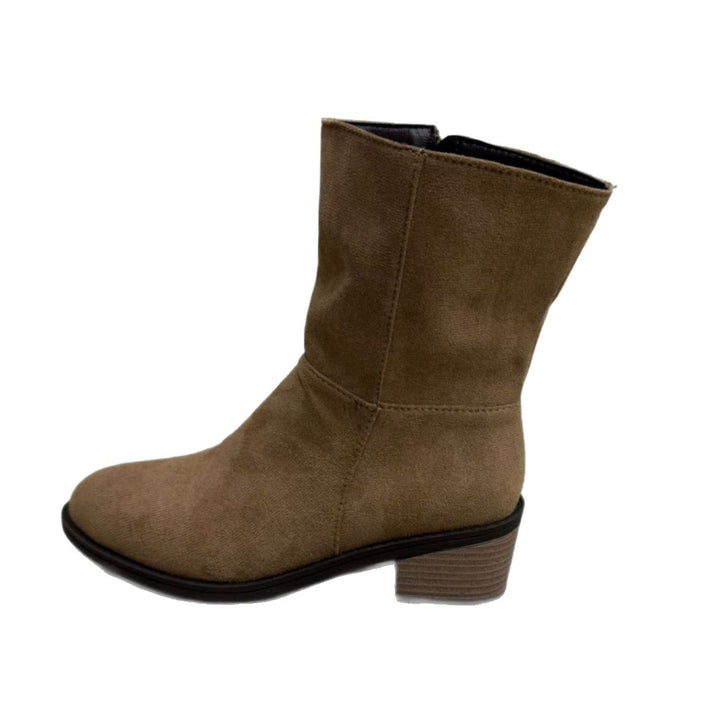 Women's Suede Block-Heel Side-Zip Ankle Boots
