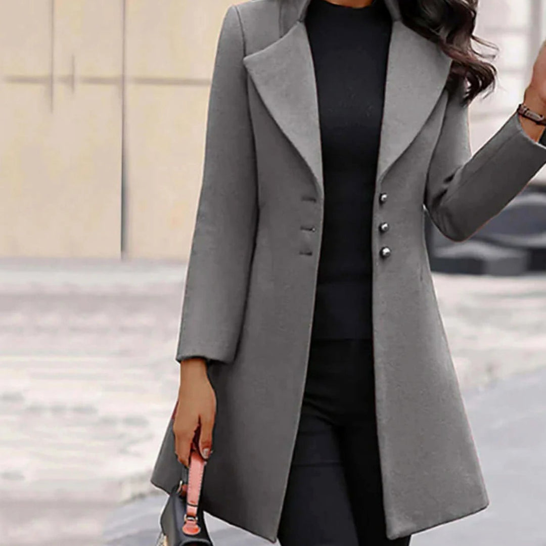 Women's Tailored Lapel Button-Front Longline Trench Coat