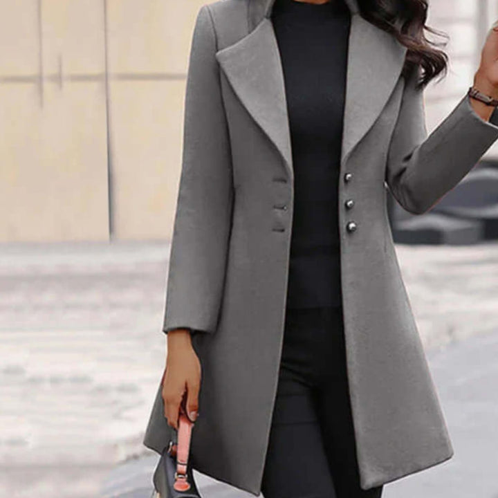 Women's Tailored Lapel Button-Front Longline Trench Coat - Grey