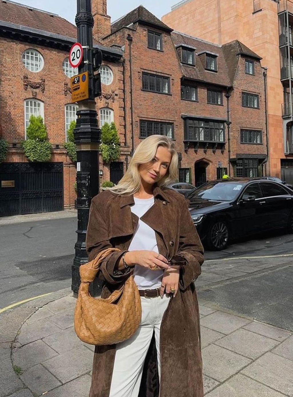 Women's Vegan Suede Double-Breasted Belted Trench Coat, Tan Brown
