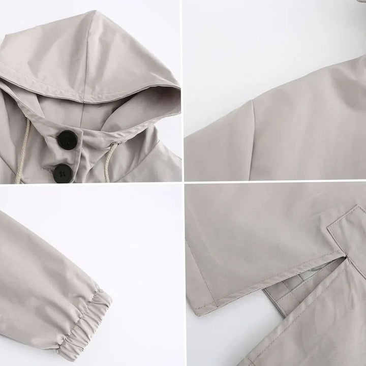Women's Water-Repellent Hooded Longline Trench Coat, Stone