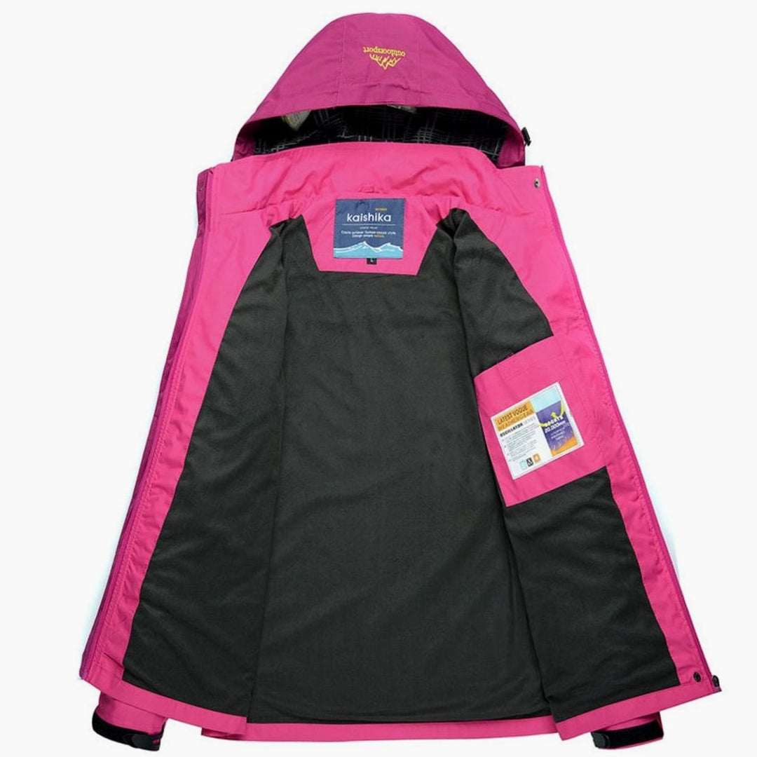 Women's Waterproof Hooded Colorblock Outdoor Shell Jacket