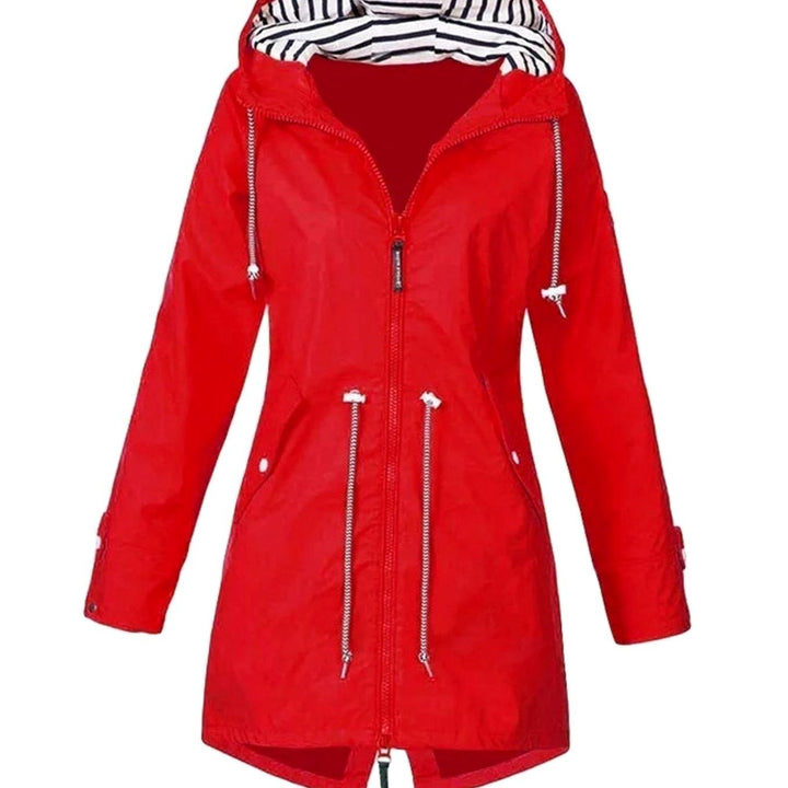 Women's Waterproof Hooded Drawstring Trench Coat