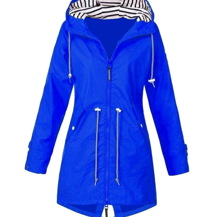 Women's Waterproof Hooded Drawstring Trench Coat