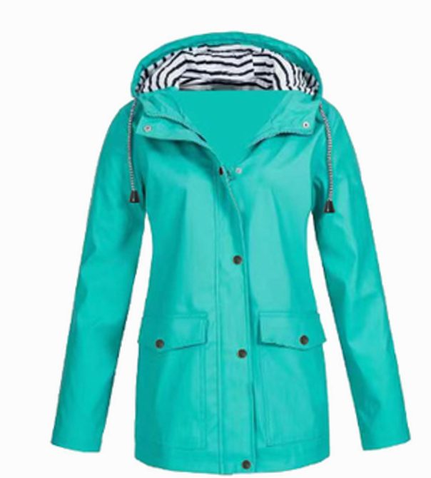 Women's Waterproof Hooded Zip-Up Trench Coat