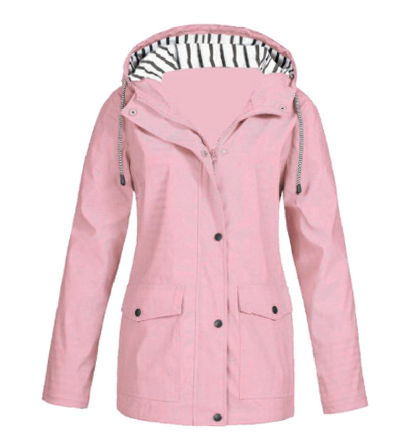 Women's Waterproof Hooded Zip-Up Trench Coat