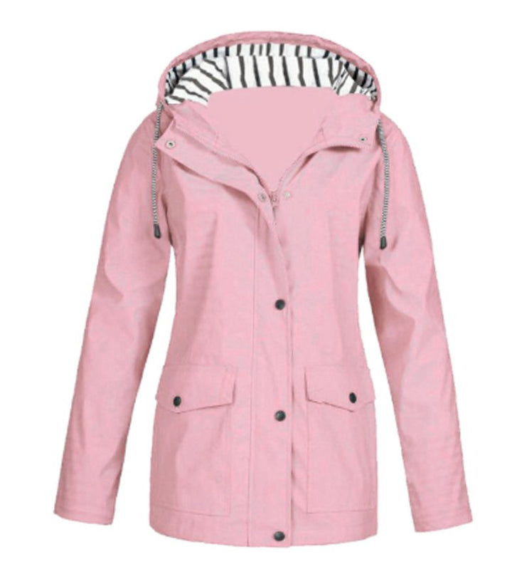 Women's Waterproof Hooded Zip-Up Trench Coat