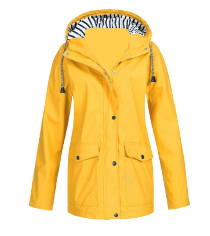 Women's Waterproof Hooded Zip-Up Trench Coat