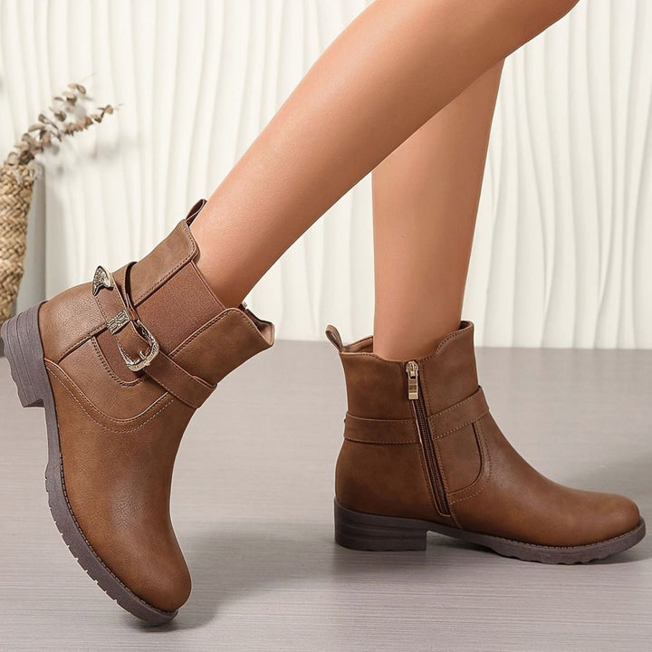 Women's Western Buckle Block-Heel Chelsea Ankle Boots
