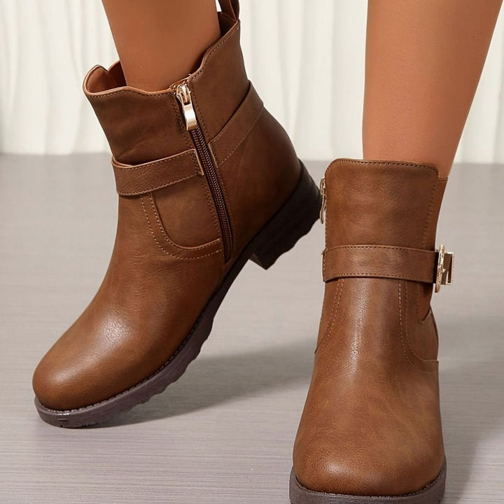 Women's Western Buckle Block-Heel Chelsea Ankle Boots