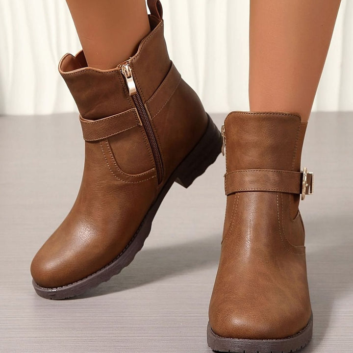 Women's Western Buckle Block-Heel Chelsea Ankle Boots