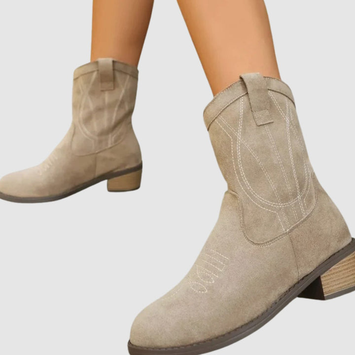 Women's Western Embroidered Block-Heel Mid-Calf Cowboy Boots