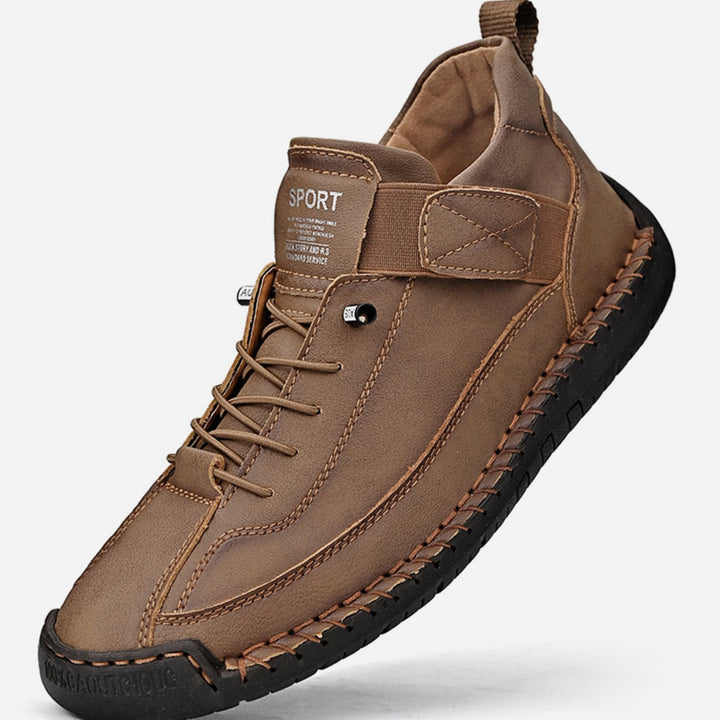 Women's Wide-Fit Orthopedic Leather Sneakers Elastic Panel