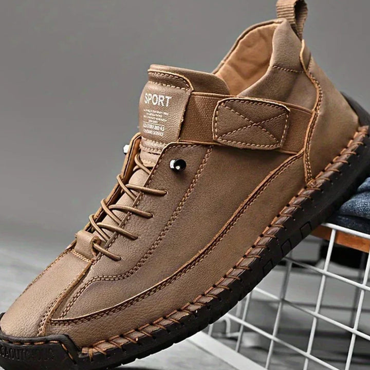 Women's Wide-Fit Orthopedic Leather Sneakers Elastic Panel