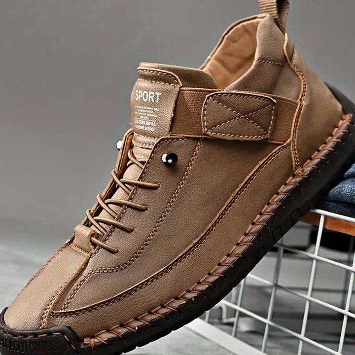 Women's Wide-Fit Orthopedic Slip-On Lace-Up Trainers - Light Brown