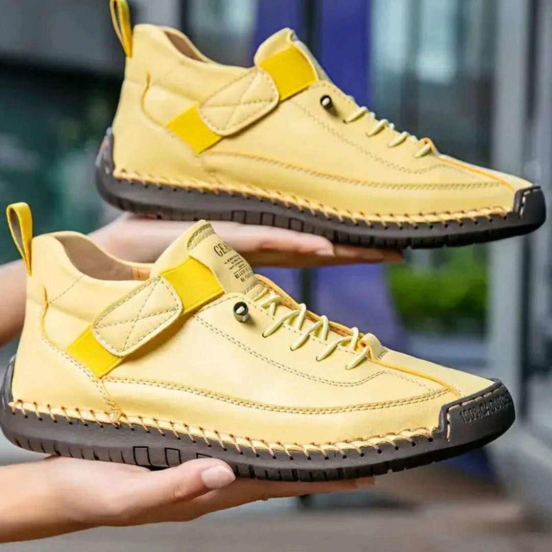 Women's Wide-Fit Orthopedic Slip-On Lace-Up Trainers - Yellow
