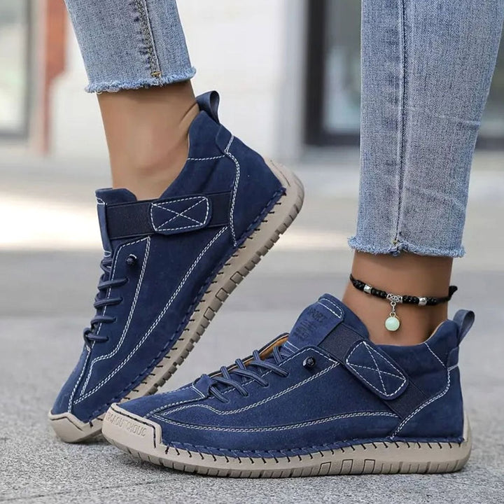 Women's Wide-Fit Orthopedic Slip-On Lace-Up Trainers - Blue