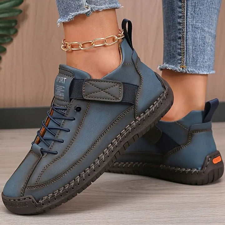 Women's Wide-Fit Orthopedic Slip-On Lace-Up Trainers - Dark Blue