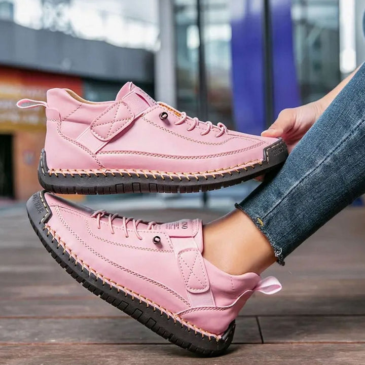 Women's Wide-Fit Orthopedic Slip-On Lace-Up Trainers - Pink