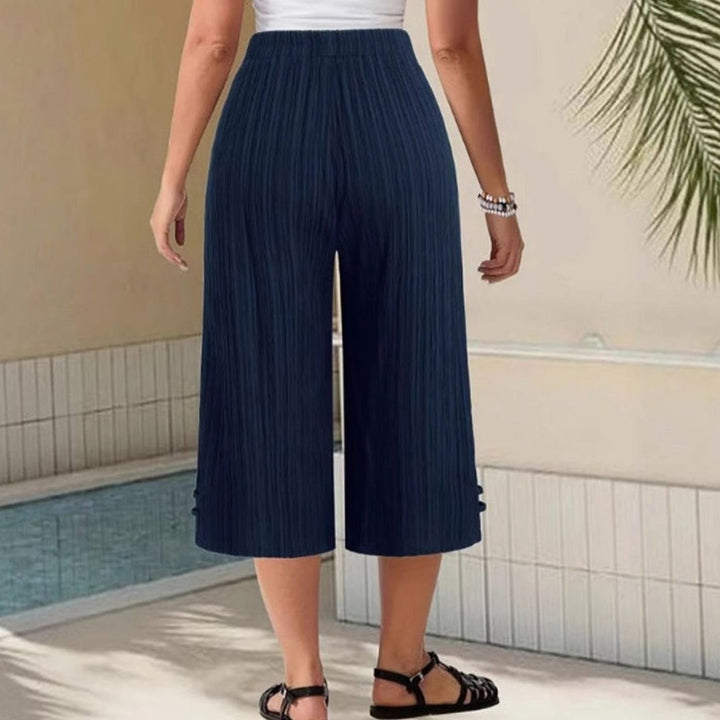 Women's Wide-Leg Cropped Drawstring Trousers with Side Pockets
