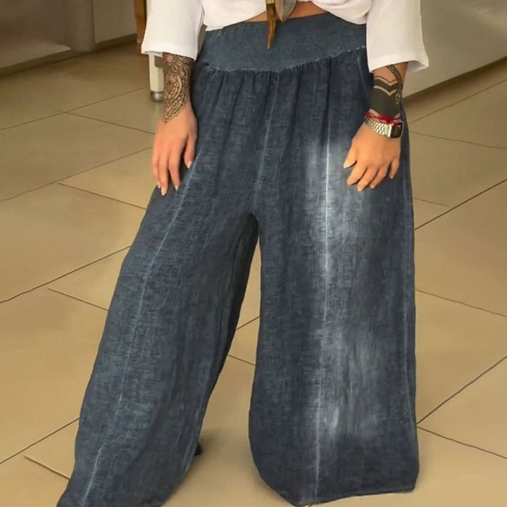 Women's Wide-Leg Elasticated High-Waist Trousers with Pockets
