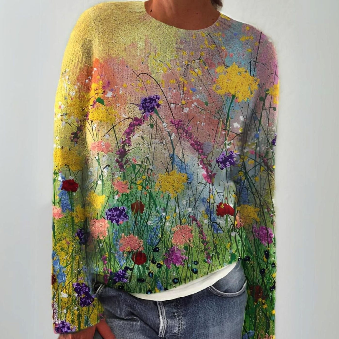 Women's Wildflower Print Long-Sleeve Knitted Jumper, Multicolour - Multicolour