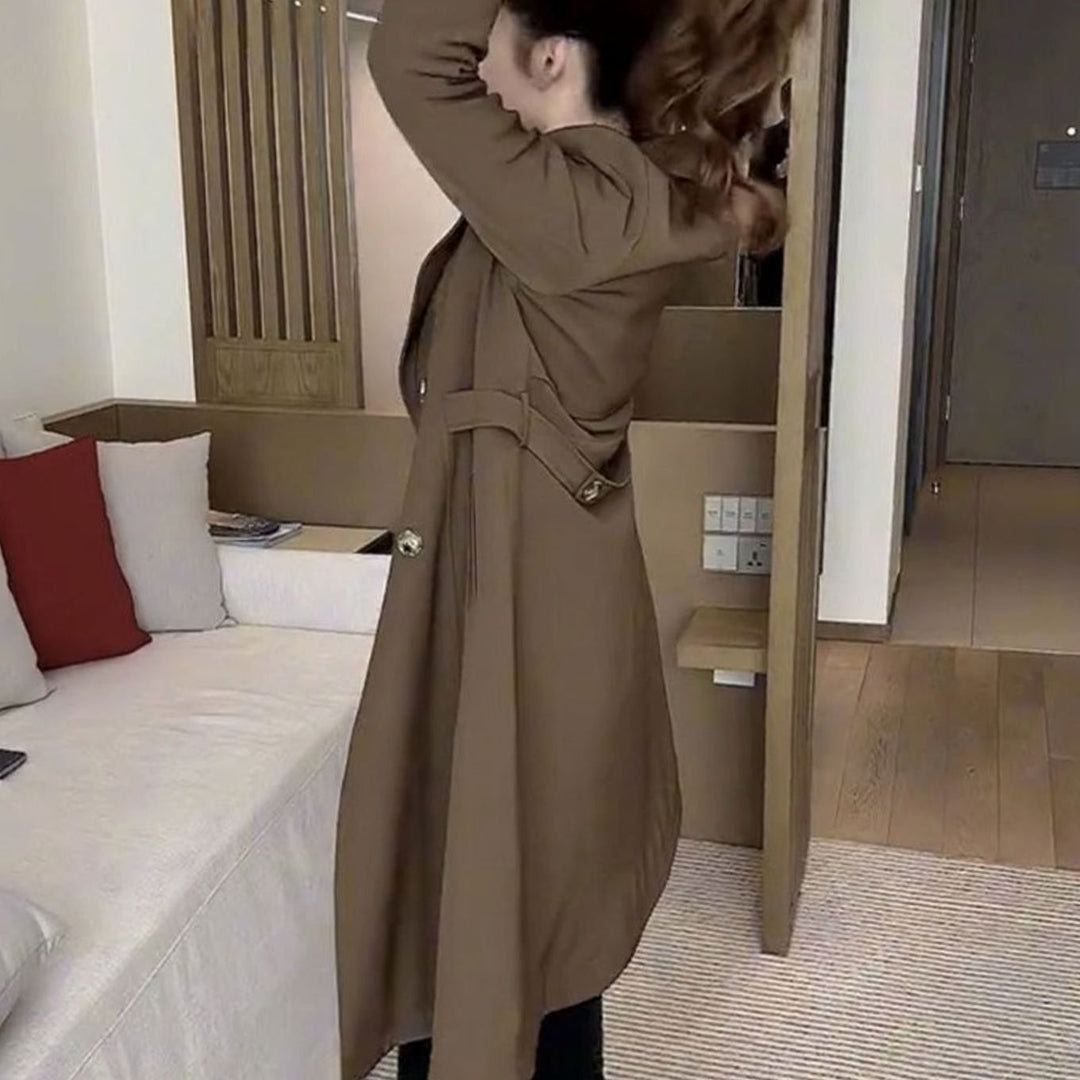 Women's Wool-Blend Oversized Belted Long Trench Coat