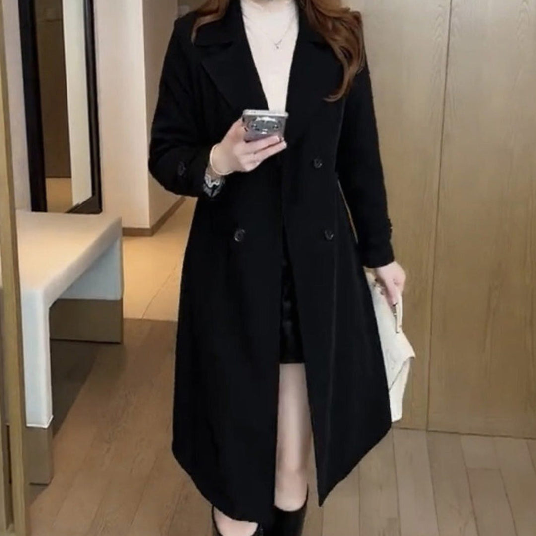 Women's Wool-Blend Oversized Belted Long Trench Coat