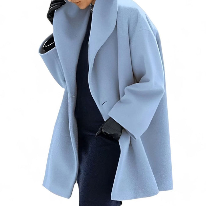 Women's Wool-Blend Oversized Belted Long Trench Coat - Blue