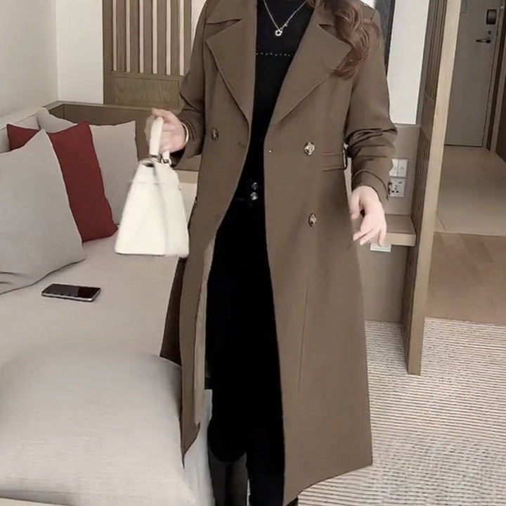 Women's Wool-Blend Oversized Belted Long Trench Coat