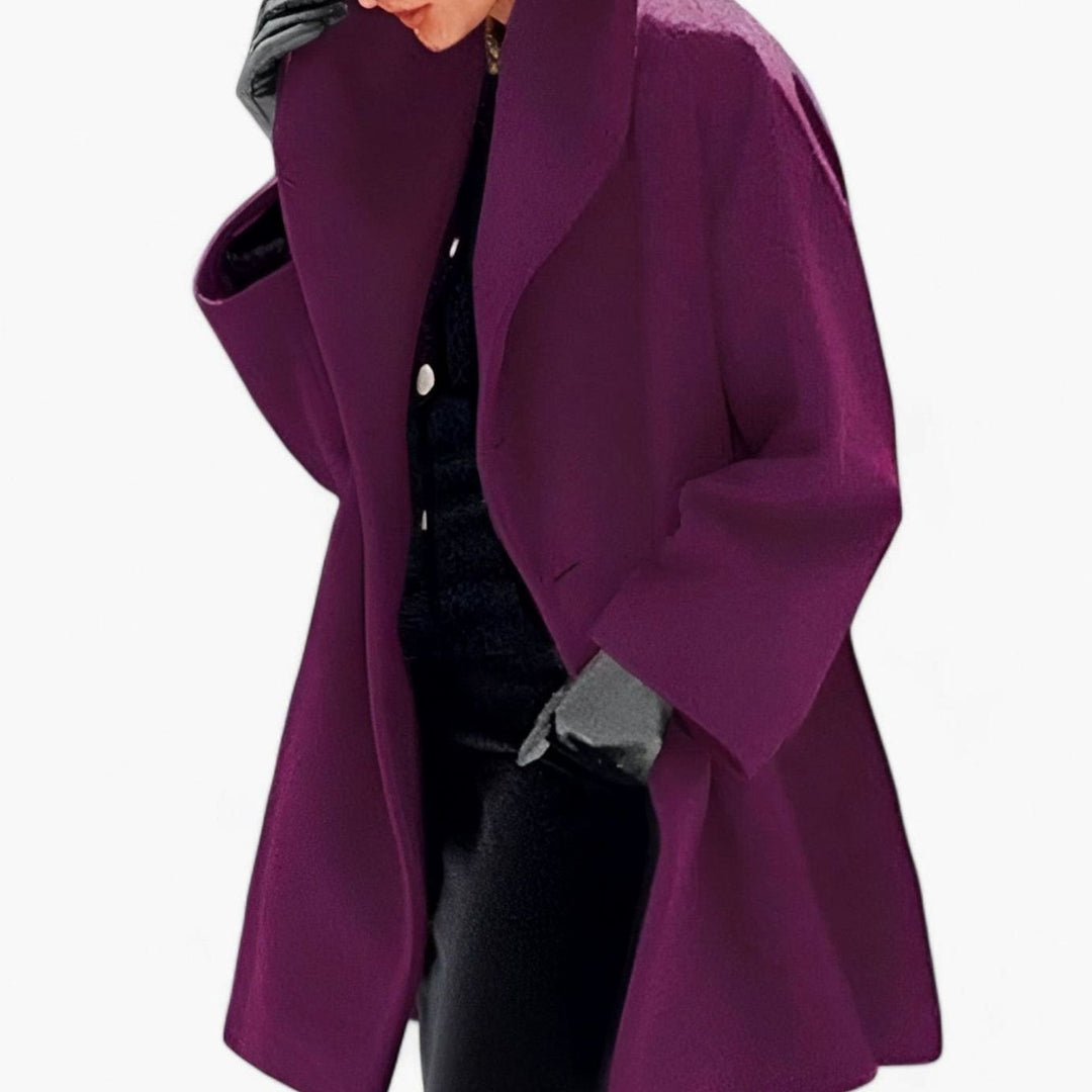 Women's Wool-Blend Oversized Belted Long Trench Coat - Purple