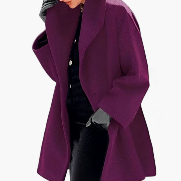 Women's Wool-Blend Oversized Belted Long Trench Coat - Purple
