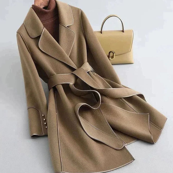 Women's Wool-Blend Oversized Belted Long Trench Coat - Brown
