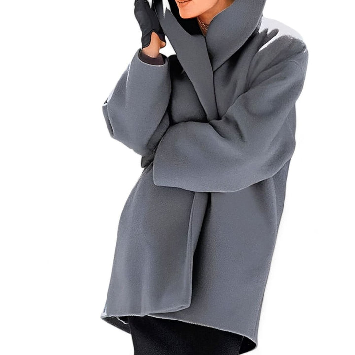 Women's Wool-Blend Oversized Belted Long Trench Coat - Grey
