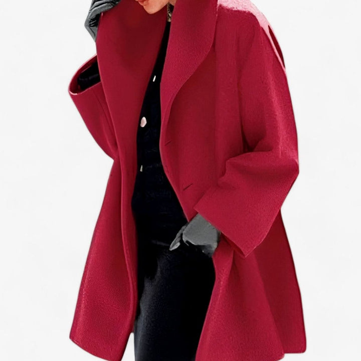 Women's Wool-Blend Oversized Belted Long Trench Coat - Red