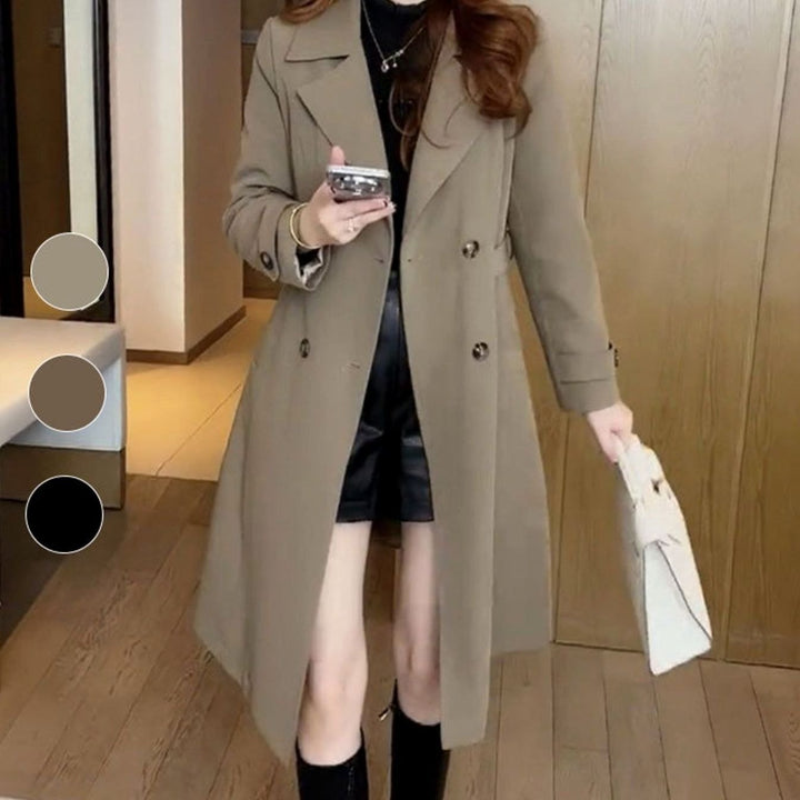 Women's Wool-Blend Oversized Belted Long Trench Coat